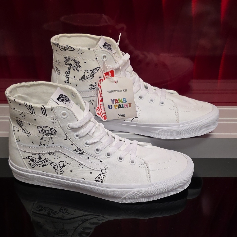 Vans Sk8 Hi Tapered U Paint UFO Doodle  White Men's 11.5 Women's 13 New